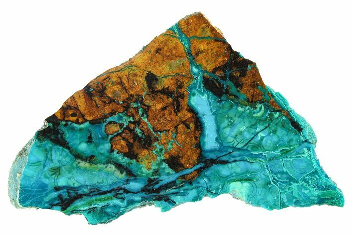 Polished Banded Chrysocolla and Malachite - Bagdad Mine, Arizona #298435